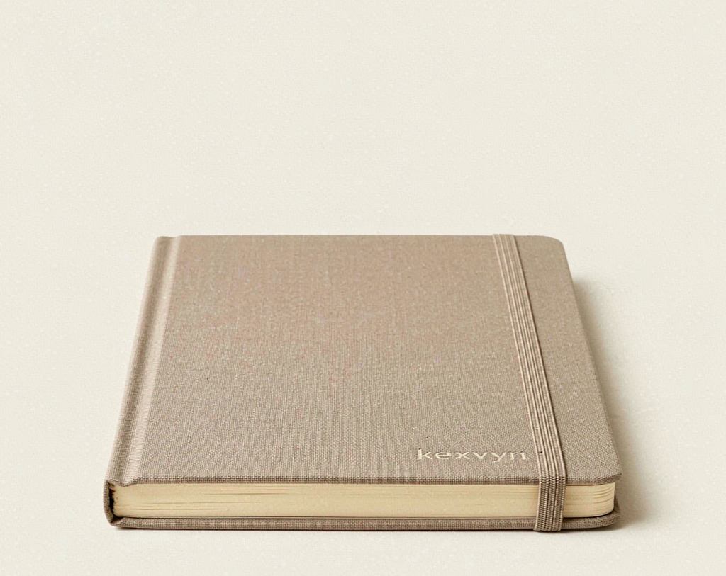 Sand-Grey Linen A5 Hardcover Journal — 192 Pages, 100gsm Dot Grid