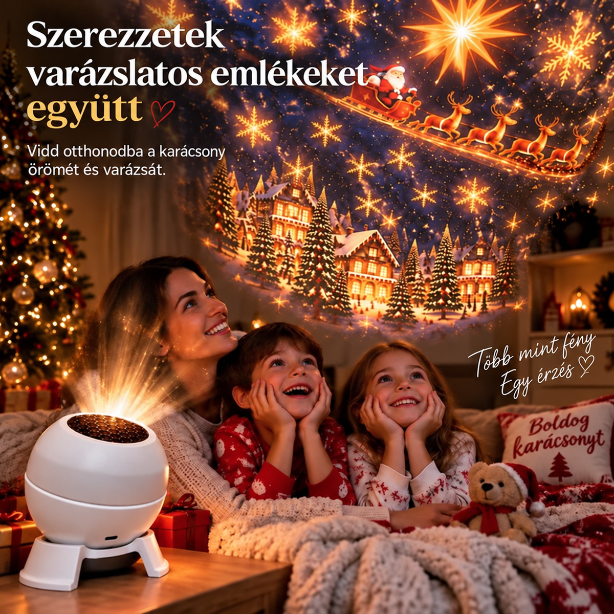 💡 Varázsolj bármely szobából karácsonyi csodavilágot – Ünnepi vetítős éjszakai lámpa