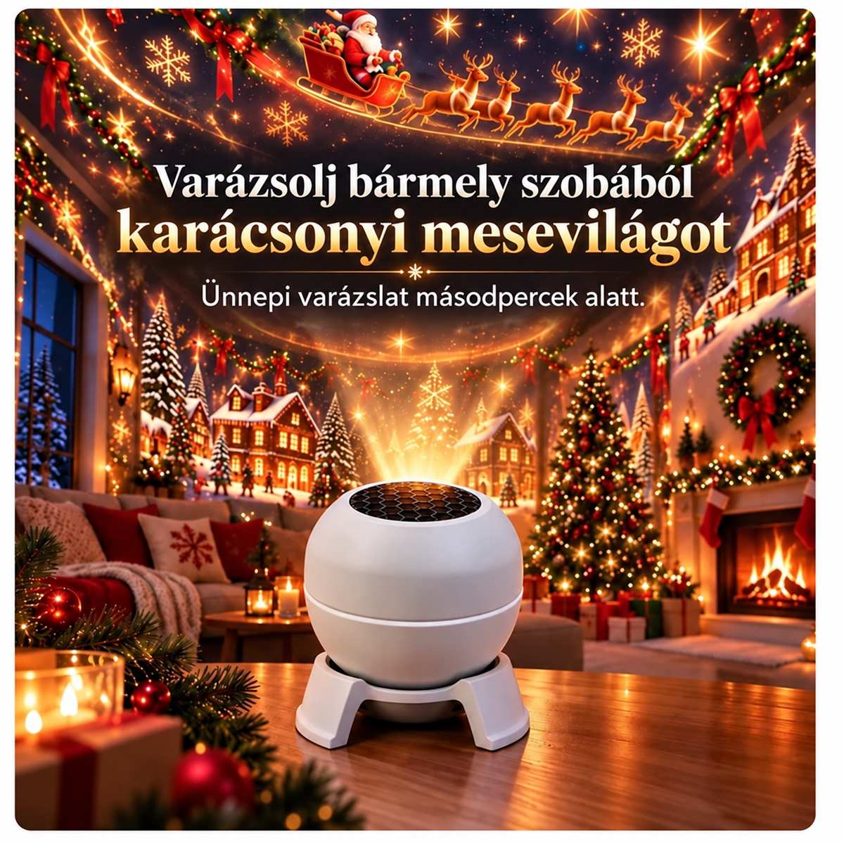 💡 Varázsolj bármely szobából karácsonyi csodavilágot – Ünnepi vetítős éjszakai lámpa